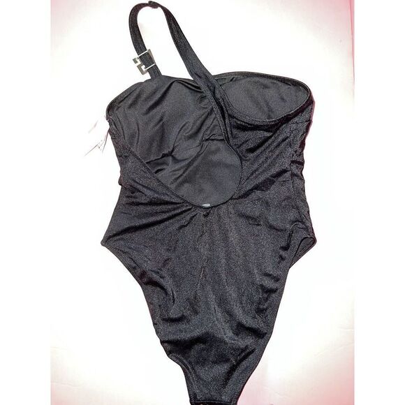 NWT Victoria's Secret S one-piece monokini one VS SHINE Strap BLACK Silver - Picture 3 of 3